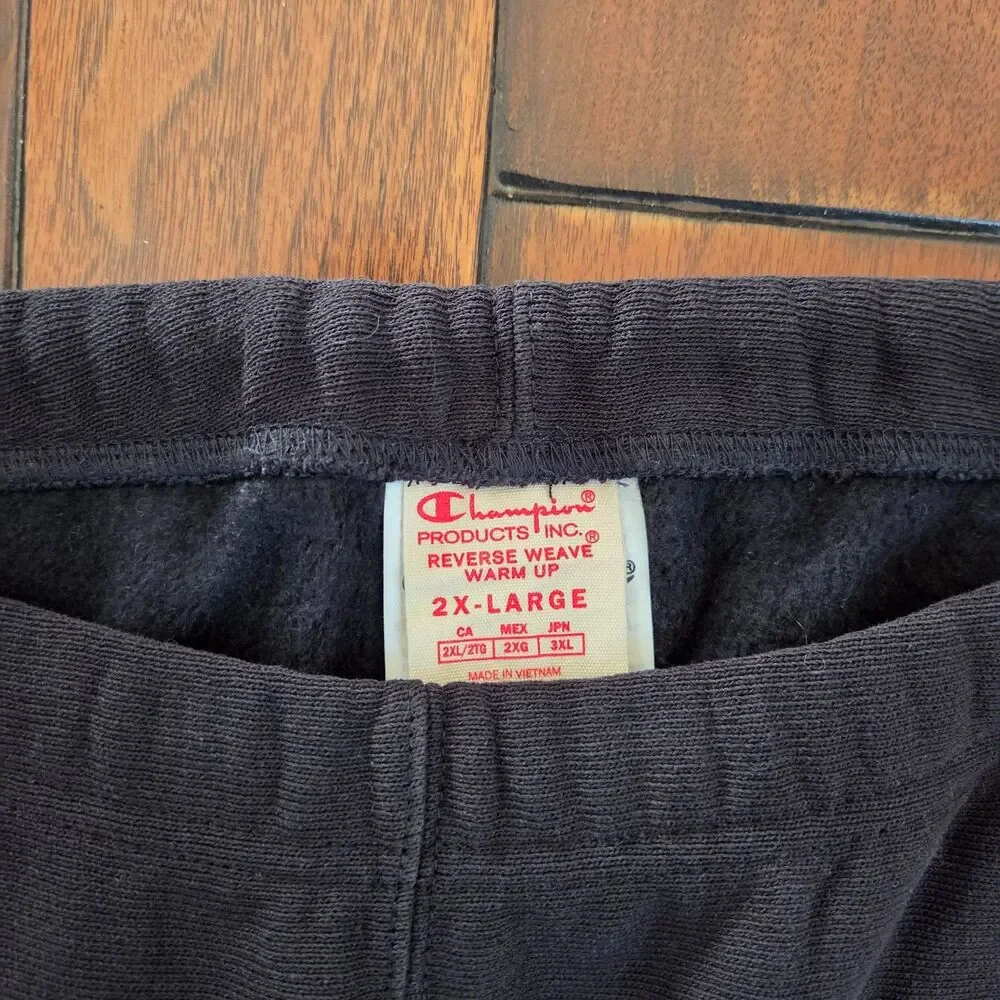 Vintage Champion Reverse Weave Sweatpants 2XL XXL Black Warmup Thick Joggers Y2K